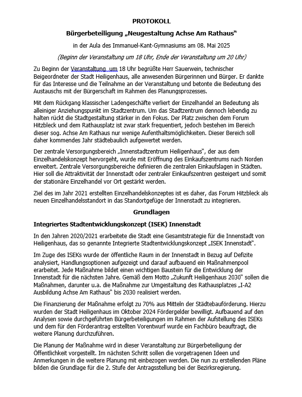 Deckblatt Protokoll